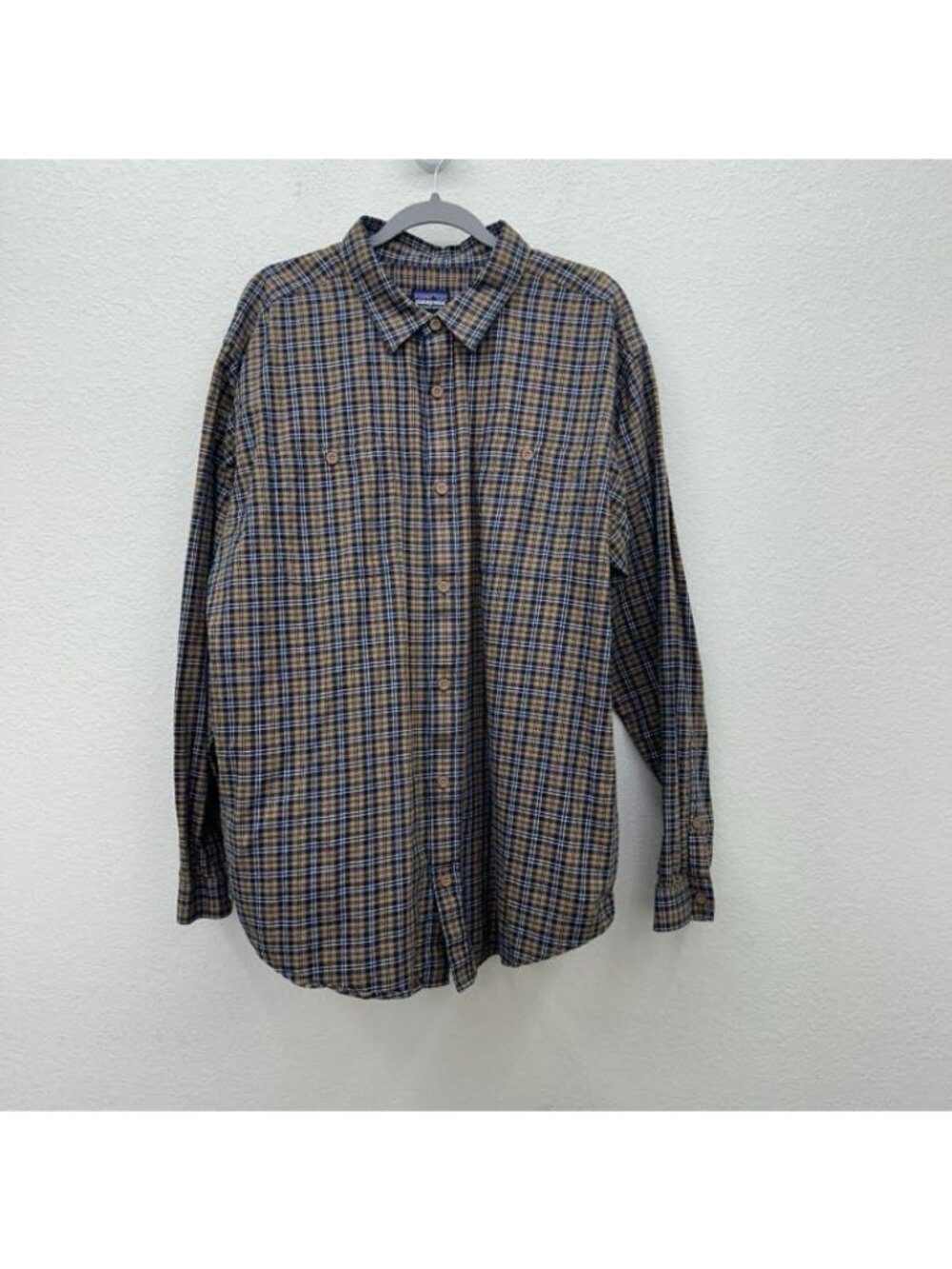 Patagonia 100% Organic Cotton Long Sleeve Plaid Button Up Shirt Mens Size XL